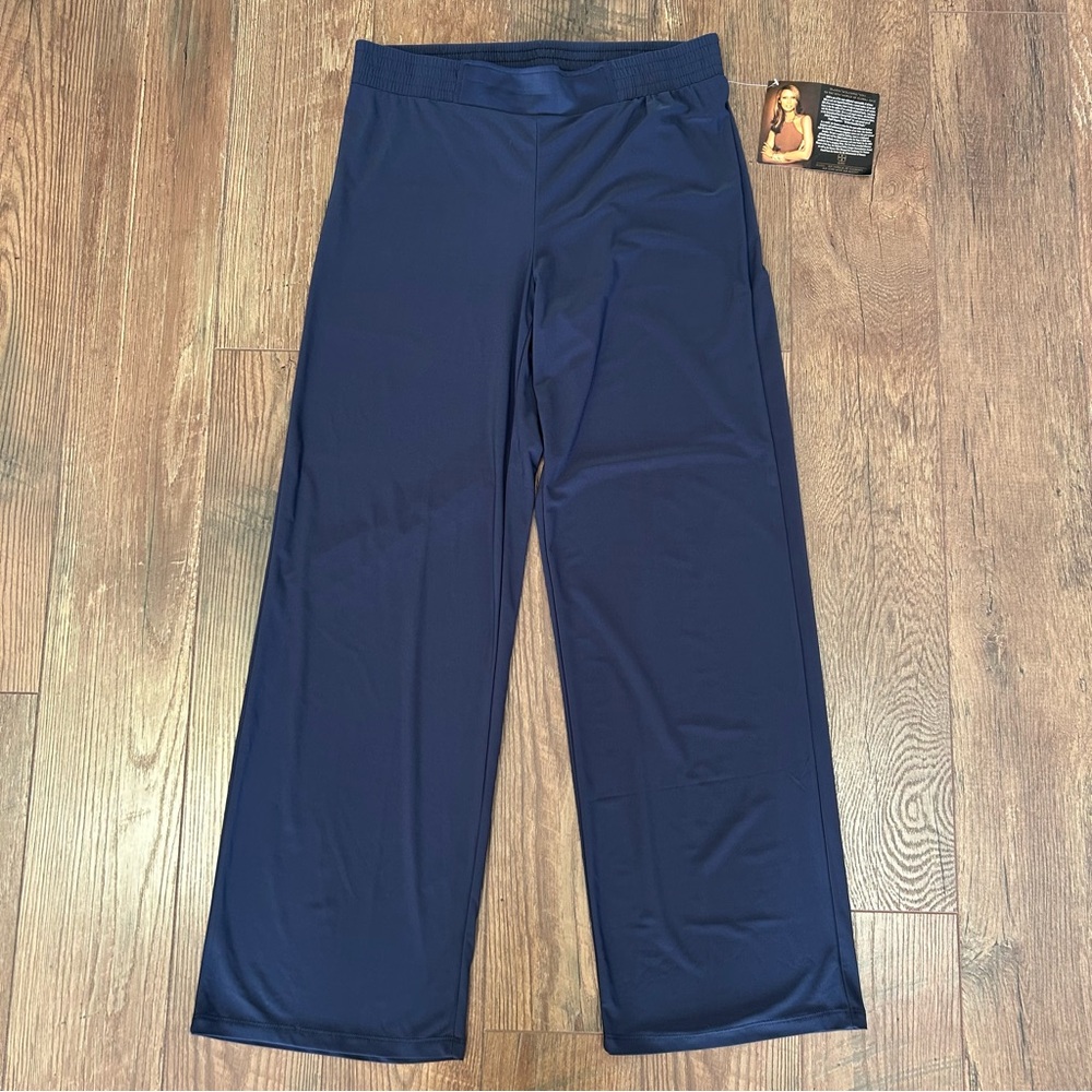 Iman Global Chic Flowy Pants Navy Blue Large